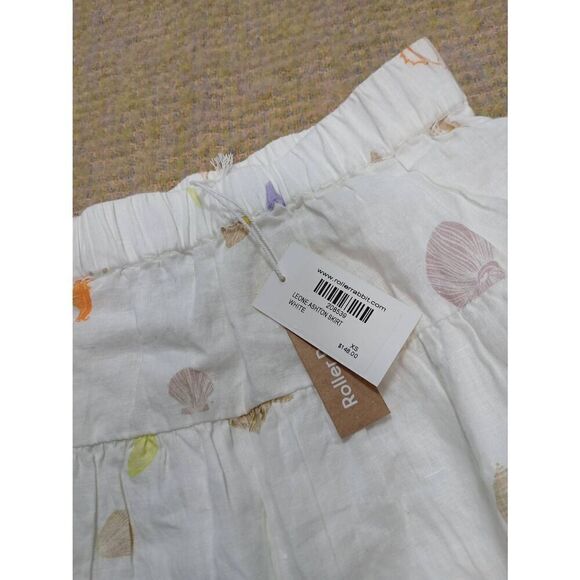 Roller rabbit womens small LEONE ASHTON flare mini skirt tiered 100% linen white - Picture 2 of 7